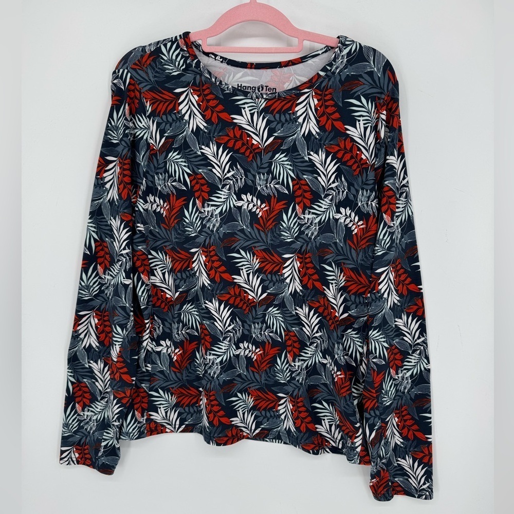 Hang Ten Women's UV Protection 50+ Leaf Summer Long Sleeve Top Plus Size XXL